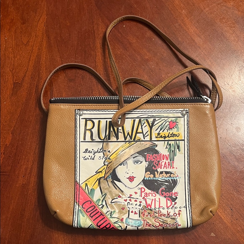 Brighton Tan and Multicolor Fashion Print Crossbody Bag